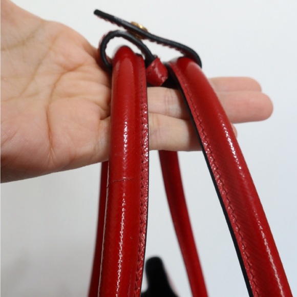 Prada Saffiano Vernice Double Bag Rosso - Picture 6 of 9